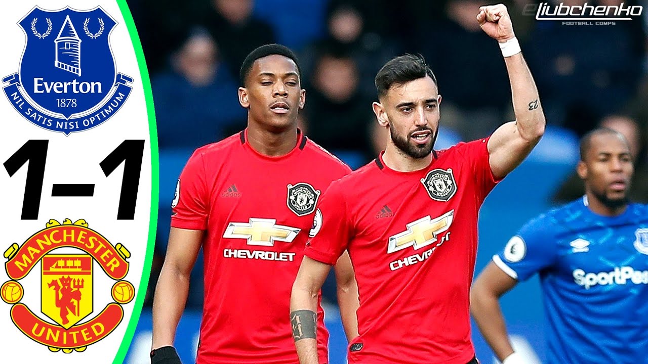 Everton Vs Manchester United 1-1 Goals and Full Highlights – 2020